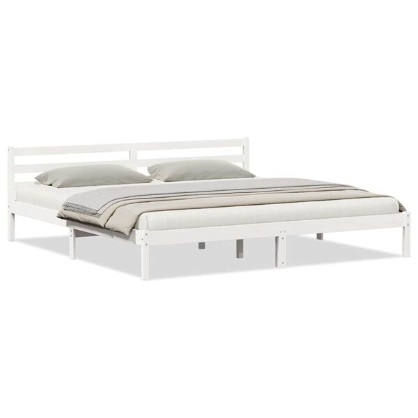 vidaXL Cadre de lit Blanc 225,5 x 185,5 x 69,5 cm Bois de Pin Massif