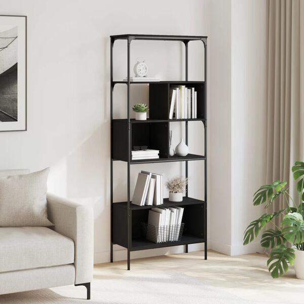 vidaXL Biblioth&egrave;que 5 niveaux noir 76x33x188,5 cm bois d'ing&eacute;nierie