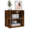 vidaXL Table de chevet murale avec lumi&egrave;res LED ch&ecirc;ne fum&eacute;