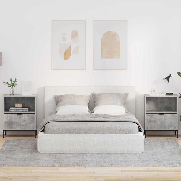 vidaXL Tables de chevet avec tiroir 2 pcs Gris b&eacute;ton 49 x 36 x 61 cm