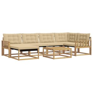 vidaXL Ensemble de canap&eacute;s d'ext&eacute;rieur 7 pcs Blanc et Beige