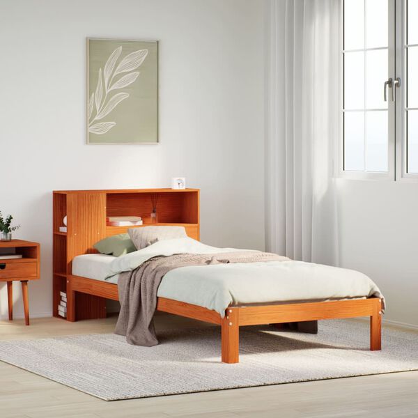 vidaXL Lit biblioth&egrave;que sans matelas cire marron 100x200 cm pin massif
