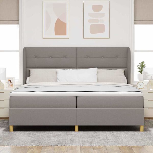 vidaXL Lit &agrave; ressorts avec matelas gris fonc&eacute; 90x190 cm Taupe tissu