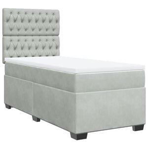 vidaXL Sommier &agrave; lattes de lit et matelas Gris clair 80x200 cm Velours