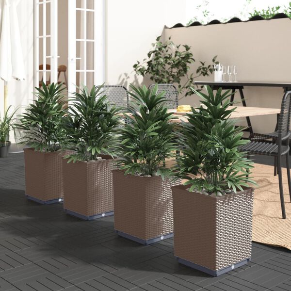 vidaXL Jardini&egrave;res 4 pcs marron 30x30x37 cm polypropyl&egrave;ne