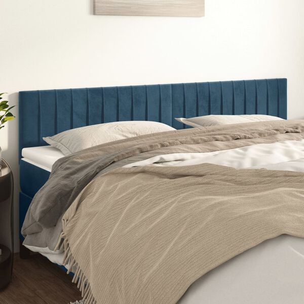 vidaXL Têtes de lit 2 pcs Bleu foncé 100x5x78/88 cm Velours