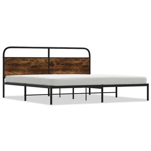 vidaXL Cadre de lit en m&eacute;tal sans matelas ch&ecirc;ne marron 160x200 cm