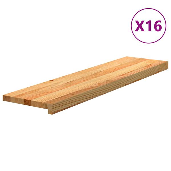 vidaXL Marches d'escalier 16 pcs marron clair 100x25x2 cm ch&ecirc;ne massif
