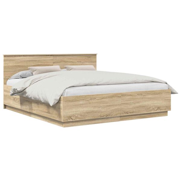 vidaXL Cadre de lit Ch&ecirc;ne Sonoma 200 x 200 cm Bois d'ing&eacute;nierie