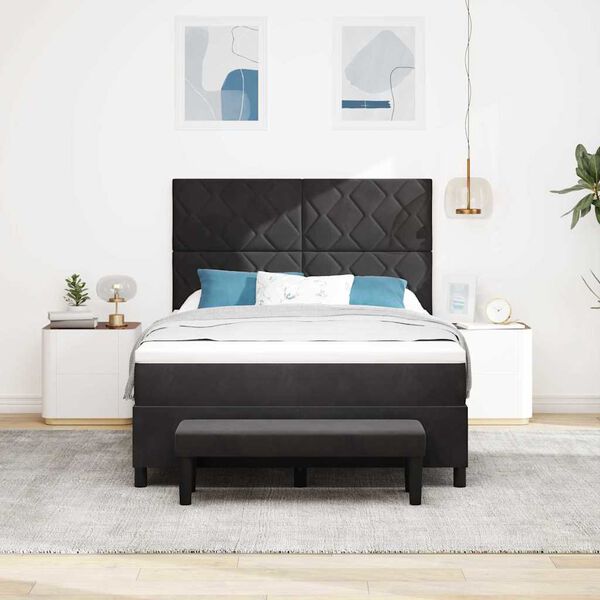 vidaXL Lit &agrave; ressorts avec matelas Noir 140 x 200 cm Velours
