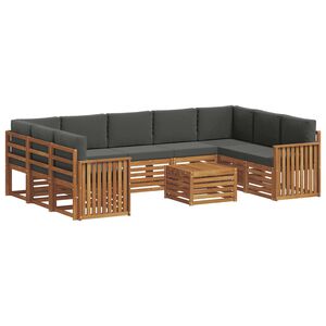 vidaXL Ensemble de canap&eacute;s d'ext&eacute;rieur 10 pc Naturel et Anthracite