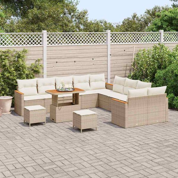 vidaXL Ensemble de canap&eacute; de jardin 13 pcs Beige Poly rotin