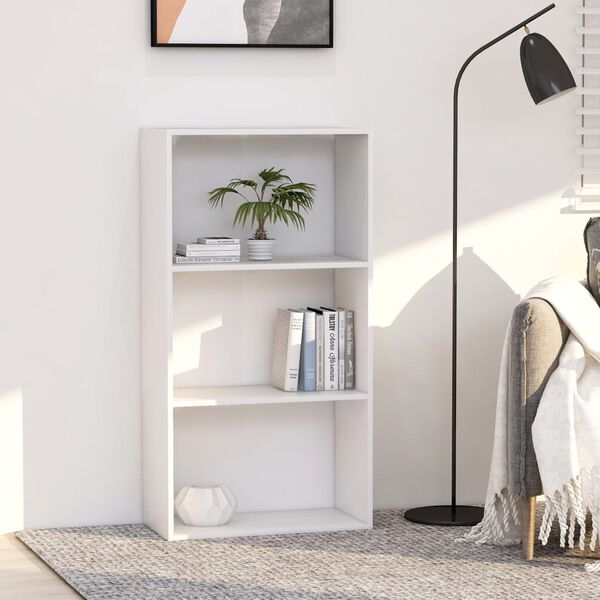 vidaXL Biblioth&egrave;que &agrave; 3 niveaux blanc 60x30x114 cm bois d&rsquo;ing&eacute;nierie