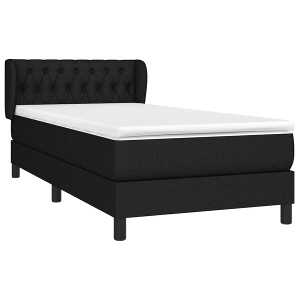 vidaXL Sommier &agrave; lattes de lit avec matelas Noir 100x200 cm Tissu