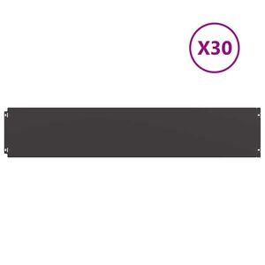 vidaXL Bordures de pelouse 30 pcs noir 20x103 cm acier lamin&eacute; &agrave; froid