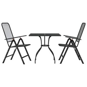 vidaXL Ensemble &agrave; manger de jardin 3 pcs anthracite m&eacute;tal maille