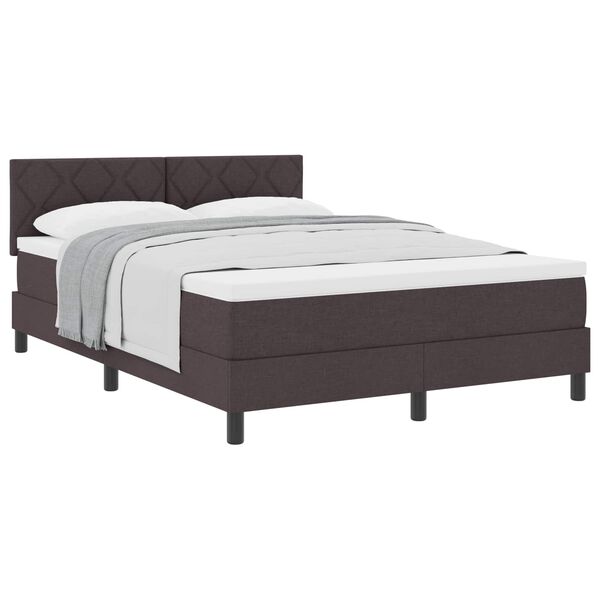 vidaXL Lit &agrave; ressorts avec matelas Marron fonc&eacute; 140 x 190 cm tissu