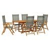 vidaXL Ensemble &agrave; manger de jardin 7 pcs gris rotin et bois massif