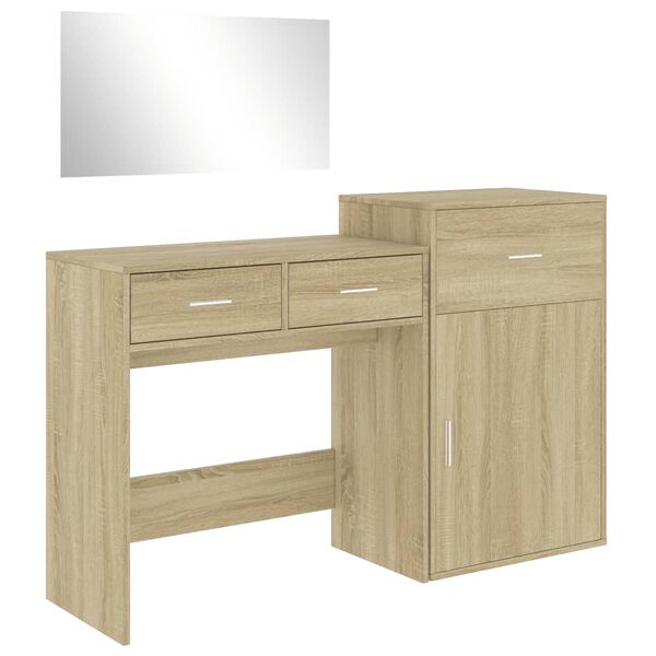 vidaXL Ensemble de coiffeuse 3 pcs ch&ecirc;ne sonoma bois d'ing&eacute;nierie