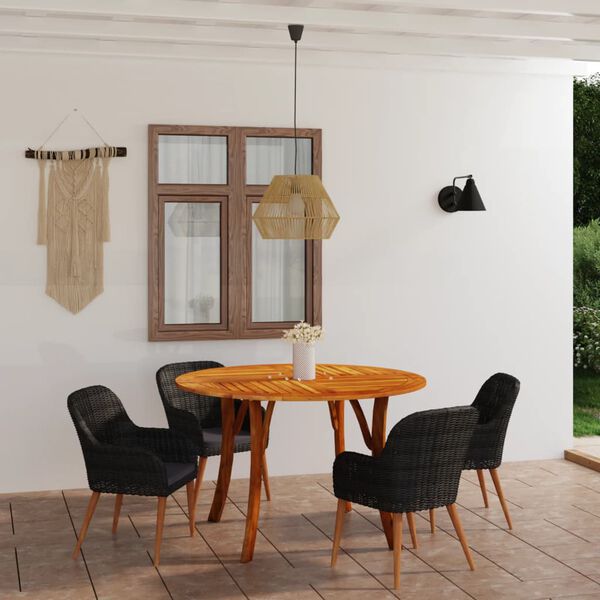 vidaXL Ensemble &agrave; manger de jardin 5 pcs Noir