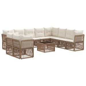 vidaXL Ensemble de canap&eacute; de jardin 11 pc Beige polyrotin