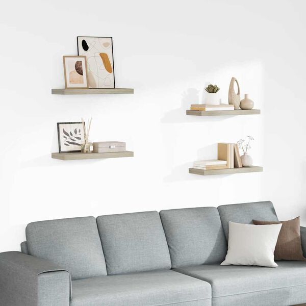 vidaXL &Eacute;tag&egrave;res murales flottantes 4 pcs ch&ecirc;ne 60x23,5x3,8 cm MDF