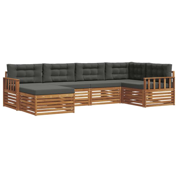 vidaXL Ensemble de canap&eacute;s d'ext&eacute;rieur 6 pcs Naturel et Anthracite