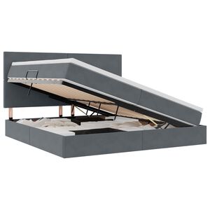 vidaXL Lit de rangement LED avec matelas Gris fonc&eacute; 200 x 200 cm