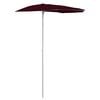 vidaXL Demi-parasol de jardin avec m&acirc;t 180x90 cm rouge bordeaux