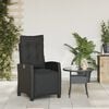 vidaXL Chaise inclinable de jardin et repose-pied noir résine tressée