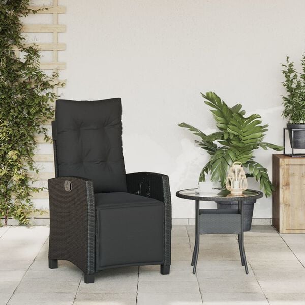 vidaXL Chaise inclinable de jardin et repose-pied noir résine tressée