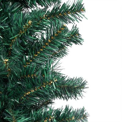 vidaXL Sapin de Noël artificiel mince pré-éclairé et boules vert 180cm