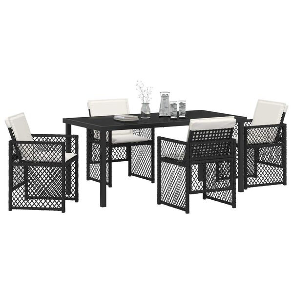 vidaXL Ensemble de salle &agrave; manger pour jardin 5 pcs Noir polyrotin