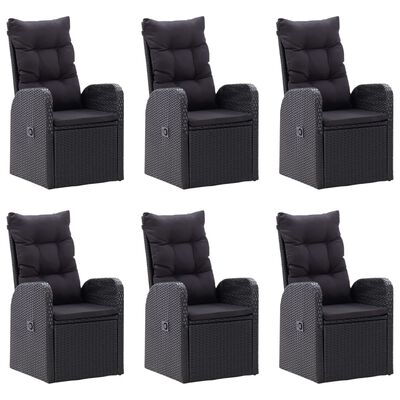 vidaXL Ensemble de salle à manger de jardin 7 pcs Noir