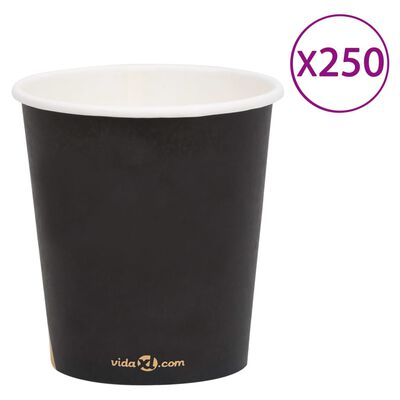 vidaXL Tasses à café en papier 200 ml 250 pcs Noir