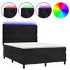 vidaXL Sommier &agrave; lattes de lit matelas et LED Noir 140x200 cm Velours