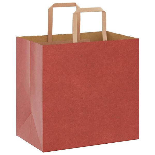 vidaXL Sacs en papier 250 pcs avec poign&eacute;es rouge 26x17x25 cm