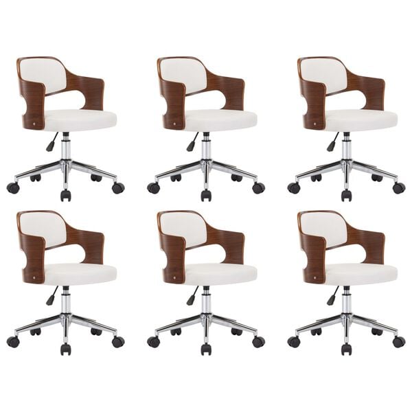 vidaXL Chaises pivotantes &agrave; manger lot de 6 bois courb&eacute; et similicuir