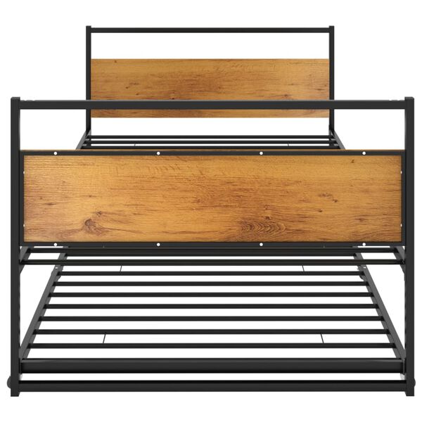 vidaXL Cadre de lit extensible sans matelas Noir M&eacute;tal 90x200 cm