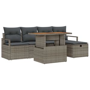 vidaXL Ensemble de canap&eacute; de jardin 6 pcs Gris polyrotin