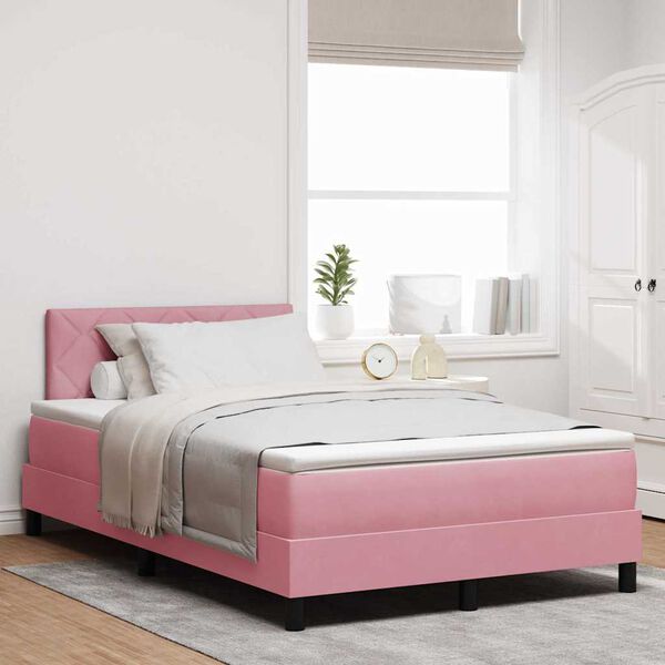 vidaXL Lit &agrave; ressorts avec matelas Rose 120 x 200 cm Velours