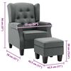 vidaXL Fauteuil avec repose-pied Gris clair Tissu