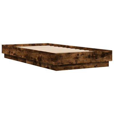 vidaXL Cadre de lit chêne fumé 75x190 cm bois d'ingénierie