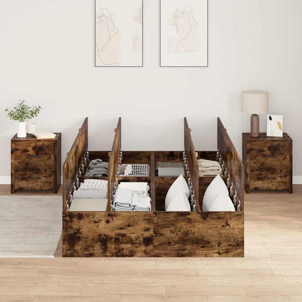 vidaXL Cadre de lit avec rangement Ch&ecirc;ne fum&eacute; 120 x 190 cm