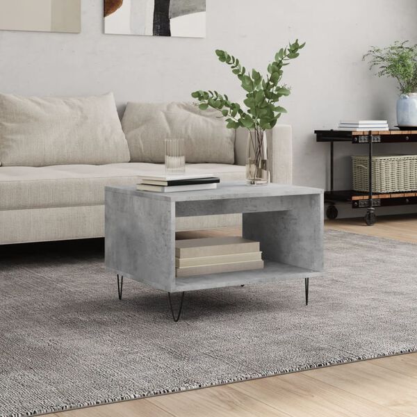 vidaXL Table basse gris b&eacute;ton 60x50x40 cm bois d'ing&eacute;nierie
