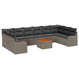 vidaXL Ensemble de canap&eacute; de jardin avec coussin 11 pcs Gris polyrotin