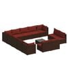 vidaXL Salon de jardin 14 pcs avec coussins Marron R&eacute;sine tress&eacute;e