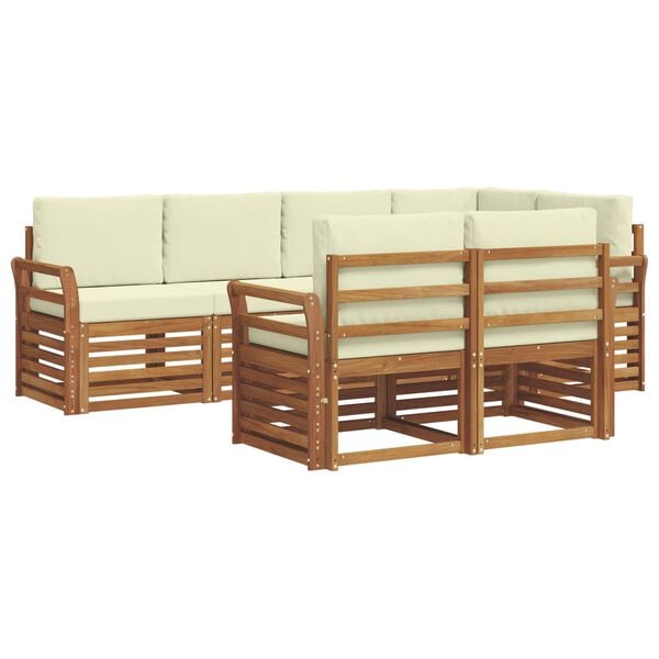 vidaXL Ensemble de canap&eacute; d'angle avec coussin 7 pcs Naturel et Cr&egrave;me