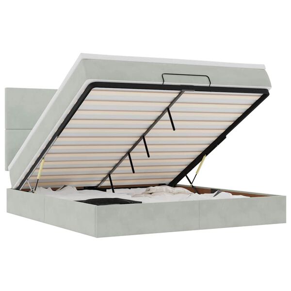 VidaXL Cadre de lit ottoman et matelas gris clair 160x200cm velours