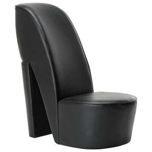 vidaXL Chaise en forme de chaussure &agrave; talon haut noir similicuir